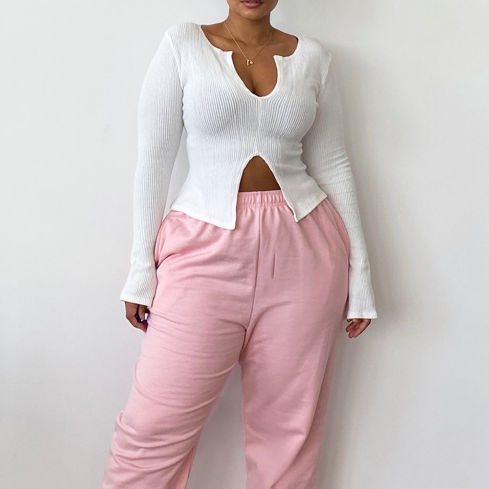 Pretty Little Things | Cream Brushed Rib Long Sleeve Top